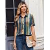 image:imageZeagoo Women Button Down Shirts Puff Short Sleeve Blouses Chiffon Tops Business Casual Outfits Summer ClothesMulticolorcx289