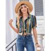 image:imageZeagoo Women Button Down Shirts Puff Short Sleeve Blouses Chiffon Tops Business Casual Outfits Summer ClothesMulticolorcx289