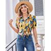 image:imageZeagoo Women Button Down Shirts Puff Short Sleeve Blouses Chiffon Tops Business Casual Outfits Summer ClothesMulticolorjh579
