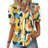 image:imageZeagoo Women Button Down Shirts Puff Short Sleeve Blouses Chiffon Tops Business Casual Outfits Summer ClothesMulticolorjh579