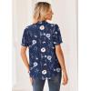 image:imageZeagoo Women Button Down Shirts Puff Short Sleeve Blouses Chiffon Tops Business Casual Outfits Summer ClothesNavy Flowersbf318