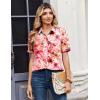 image:imageZeagoo Women Button Down Shirts Puff Short Sleeve Blouses Chiffon Tops Business Casual Outfits Summer ClothesPink Flowerswf97