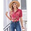 image:imageZeagoo Women Button Down Shirts Puff Short Sleeve Blouses Chiffon Tops Business Casual Outfits Summer ClothesPinkcx320