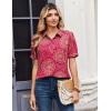 image:imageZeagoo Women Button Down Shirts Puff Short Sleeve Blouses Chiffon Tops Business Casual Outfits Summer ClothesPinkcx320