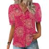 image:imageZeagoo Women Button Down Shirts Puff Short Sleeve Blouses Chiffon Tops Business Casual Outfits Summer ClothesPinkcx320