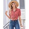 image:imageZeagoo Women Button Down Shirts Puff Short Sleeve Blouses Chiffon Tops Business Casual Outfits Summer ClothesRed Dotjh590