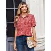 image:imageZeagoo Women Button Down Shirts Puff Short Sleeve Blouses Chiffon Tops Business Casual Outfits Summer ClothesRed Dotjh590
