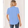 image:imageZeagoo Women Button Down Shirts Puff Short Sleeve Blouses Chiffon Tops Business Casual Outfits Summer ClothesSky Blueclb
