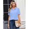 image:imageZeagoo Women Button Down Shirts Puff Short Sleeve Blouses Chiffon Tops Business Casual Outfits Summer ClothesSky Blueclb