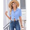image:imageZeagoo Women Button Down Shirts Puff Short Sleeve Blouses Chiffon Tops Business Casual Outfits Summer ClothesSky Blueclb
