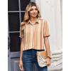 image:imageZeagoo Women Button Down Shirts Puff Short Sleeve Blouses Chiffon Tops Business Casual Outfits Summer ClothesStripestw720