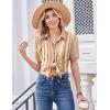 image:imageZeagoo Women Button Down Shirts Puff Short Sleeve Blouses Chiffon Tops Business Casual Outfits Summer ClothesStripestw720