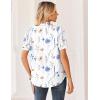 image:imageZeagoo Women Button Down Shirts Puff Short Sleeve Blouses Chiffon Tops Business Casual Outfits Summer ClothesWhite Flowersbf290