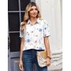 image:imageZeagoo Women Button Down Shirts Puff Short Sleeve Blouses Chiffon Tops Business Casual Outfits Summer ClothesWhite Flowersbf290