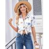 image:imageZeagoo Women Button Down Shirts Puff Short Sleeve Blouses Chiffon Tops Business Casual Outfits Summer ClothesWhite Flowersbf290