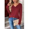 image:imageZeagoo Women Long Sleeve Tops Dressy Casual V Neck Tshirts Basics Tee 2025 Fall Trendy Clothes S2XLDer