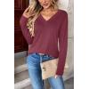 image:imageZeagoo Women Long Sleeve Tops Dressy Casual V Neck Tshirts Basics Tee 2025 Fall Trendy Clothes S2XLWine Red