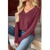 image:imageZeagoo Women Long Sleeve Tops Dressy Casual V Neck Tshirts Basics Tee 2025 Fall Trendy Clothes S2XLWine Red