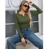 image:imageZeagoo Womens 2025 Summer Fall Long Sleeve Henley T Shirts Button Ribbed Knit Slim Fit Casual Basic Tops BlouseArmy Green