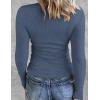 image:imageZeagoo Womens 2025 Summer Fall Long Sleeve Henley T Shirts Button Ribbed Knit Slim Fit Casual Basic Tops BlouseBblackgreyblue