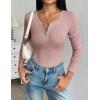 image:imageZeagoo Womens 2025 Summer Fall Long Sleeve Henley T Shirts Button Ribbed Knit Slim Fit Casual Basic Tops BlouseBblackwhitelight Pink