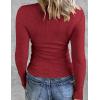 image:imageZeagoo Womens 2025 Summer Fall Long Sleeve Henley T Shirts Button Ribbed Knit Slim Fit Casual Basic Tops BlouseBblackwhitered
