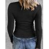 image:imageZeagoo Womens 2025 Summer Fall Long Sleeve Henley T Shirts Button Ribbed Knit Slim Fit Casual Basic Tops BlouseBlack