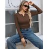 image:imageZeagoo Womens 2025 Summer Fall Long Sleeve Henley T Shirts Button Ribbed Knit Slim Fit Casual Basic Tops BlouseBrown