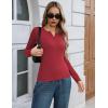 image:imageZeagoo Womens 2025 Summer Fall Long Sleeve Henley T Shirts Button Ribbed Knit Slim Fit Casual Basic Tops BlouseBurgundy