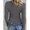 image:imageZeagoo Womens 2025 Summer Fall Long Sleeve Henley T Shirts Button Ribbed Knit Slim Fit Casual Basic Tops BlouseDeep Grey
