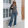 image:imageZeagoo Womens 2025 Summer Fall Long Sleeve Henley T Shirts Button Ribbed Knit Slim Fit Casual Basic Tops BlouseDeep Grey