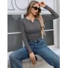 image:imageZeagoo Womens 2025 Summer Fall Long Sleeve Henley T Shirts Button Ribbed Knit Slim Fit Casual Basic Tops BlouseDeep Grey