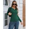 image:imageZeagoo Womens 2025 Summer Fall Long Sleeve Henley T Shirts Button Ribbed Knit Slim Fit Casual Basic Tops BlouseGreen