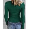 image:imageZeagoo Womens 2025 Summer Fall Long Sleeve Henley T Shirts Button Ribbed Knit Slim Fit Casual Basic Tops BlouseGreen