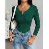 image:imageZeagoo Womens 2025 Summer Fall Long Sleeve Henley T Shirts Button Ribbed Knit Slim Fit Casual Basic Tops BlouseGreen