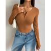 image:imageZeagoo Womens 2025 Summer Fall Long Sleeve Henley T Shirts Button Ribbed Knit Slim Fit Casual Basic Tops BlouseKhaki