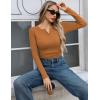 image:imageZeagoo Womens 2025 Summer Fall Long Sleeve Henley T Shirts Button Ribbed Knit Slim Fit Casual Basic Tops BlouseKhaki