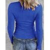 image:imageZeagoo Womens 2025 Summer Fall Long Sleeve Henley T Shirts Button Ribbed Knit Slim Fit Casual Basic Tops BlouseRoyal Blue