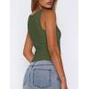 image:imageZeagoo Womens Double Lined Square Neck Tank Top Sleeveless Basic Crop Tops Trendy Going Out TopsArmy Green