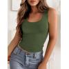 image:imageZeagoo Womens Double Lined Square Neck Tank Top Sleeveless Basic Crop Tops Trendy Going Out TopsArmy Green