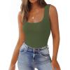 image:imageZeagoo Womens Double Lined Square Neck Tank Top Sleeveless Basic Crop Tops Trendy Going Out TopsArmy Green
