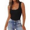 image:imageZeagoo Womens Double Lined Square Neck Tank Top Sleeveless Basic Crop Tops Trendy Going Out TopsBlack