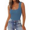image:imageZeagoo Womens Double Lined Square Neck Tank Top Sleeveless Basic Crop Tops Trendy Going Out TopsBlue