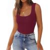 image:imageZeagoo Womens Double Lined Square Neck Tank Top Sleeveless Basic Crop Tops Trendy Going Out TopsBurgundy