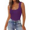 image:imageZeagoo Womens Double Lined Square Neck Tank Top Sleeveless Basic Crop Tops Trendy Going Out TopsDeep Purple
