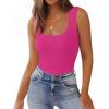 image:imageZeagoo Womens Double Lined Square Neck Tank Top Sleeveless Basic Crop Tops Trendy Going Out TopsHot Pink