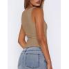 image:imageZeagoo Womens Double Lined Square Neck Tank Top Sleeveless Basic Crop Tops Trendy Going Out TopsKhaki