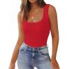 image:imageZeagoo Womens Double Lined Square Neck Tank Top Sleeveless Basic Crop Tops Trendy Going Out TopsRed