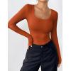 image:imageZeagoo Womens Long Sleeve Stretch Crewneck Ribbed TShirt Slim Fit Casual Basic Tops SXXLCaramel