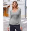 image:imageZeagoo Womens Long Sleeve Stretch Crewneck Ribbed TShirt Slim Fit Casual Basic Tops SXXLLight Grey